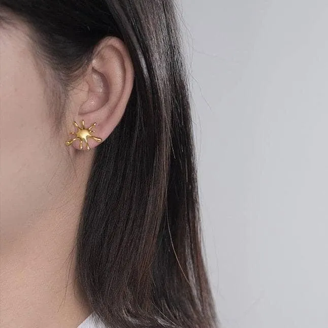 Splashing Metal Stud Earrings