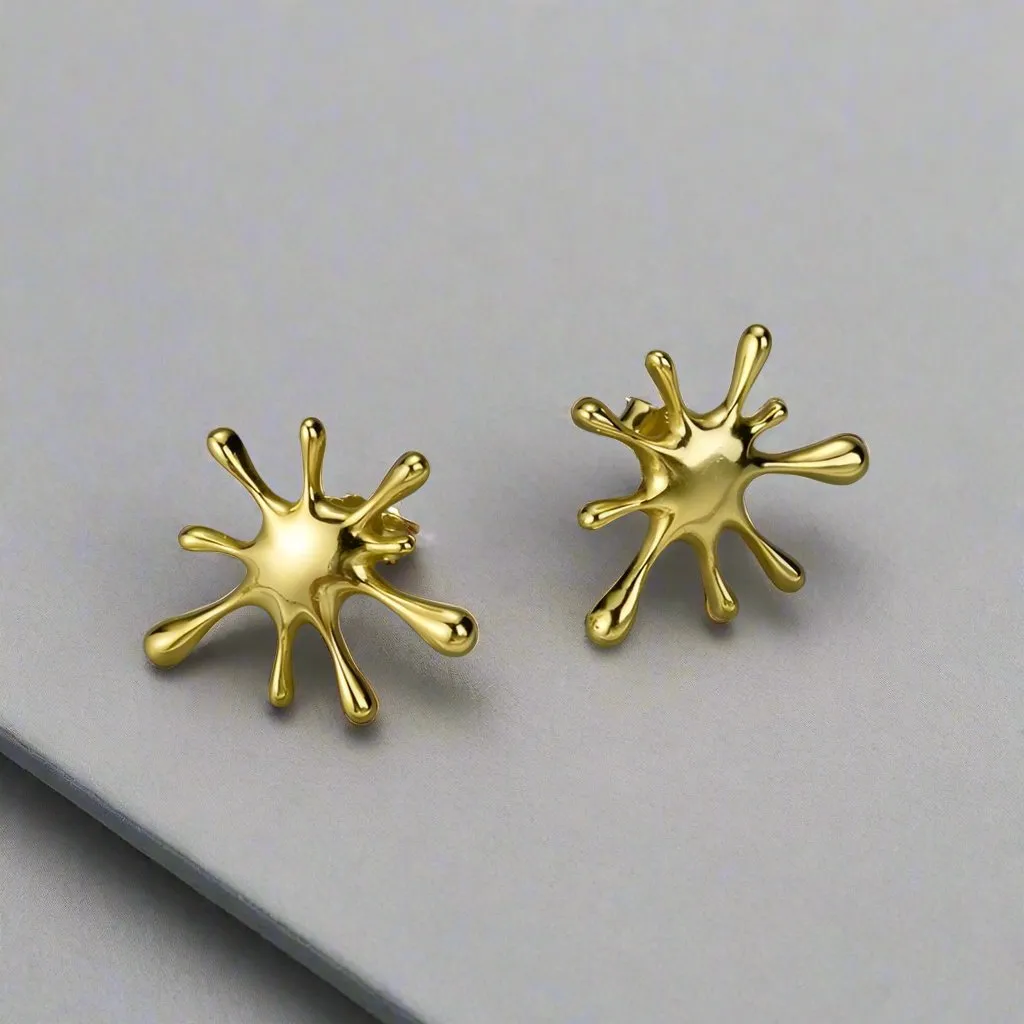 Splashing Metal Stud Earrings
