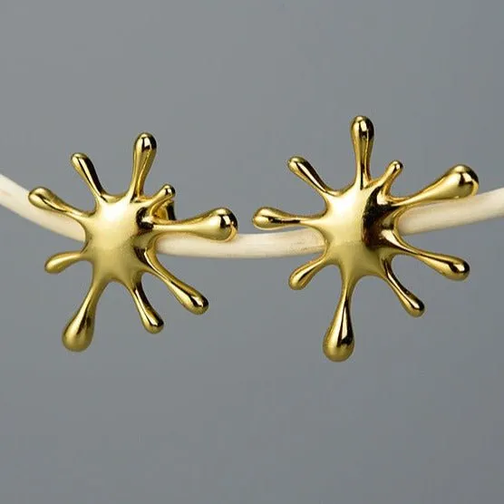 Splashing Metal Stud Earrings