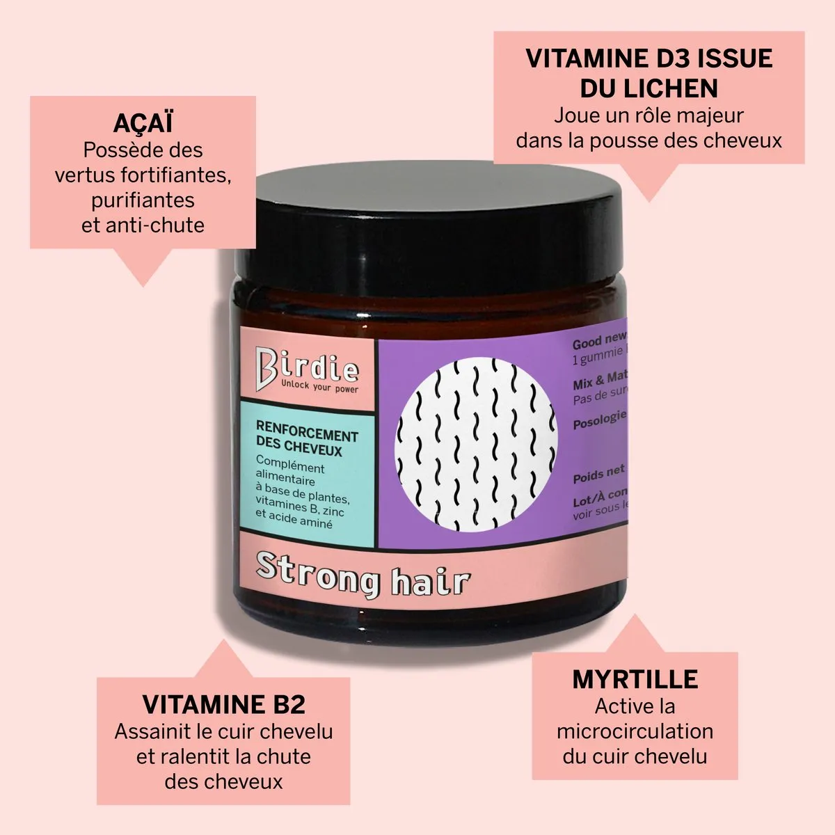 Strong Hair - Gummies Croissance et Volume des cheveux