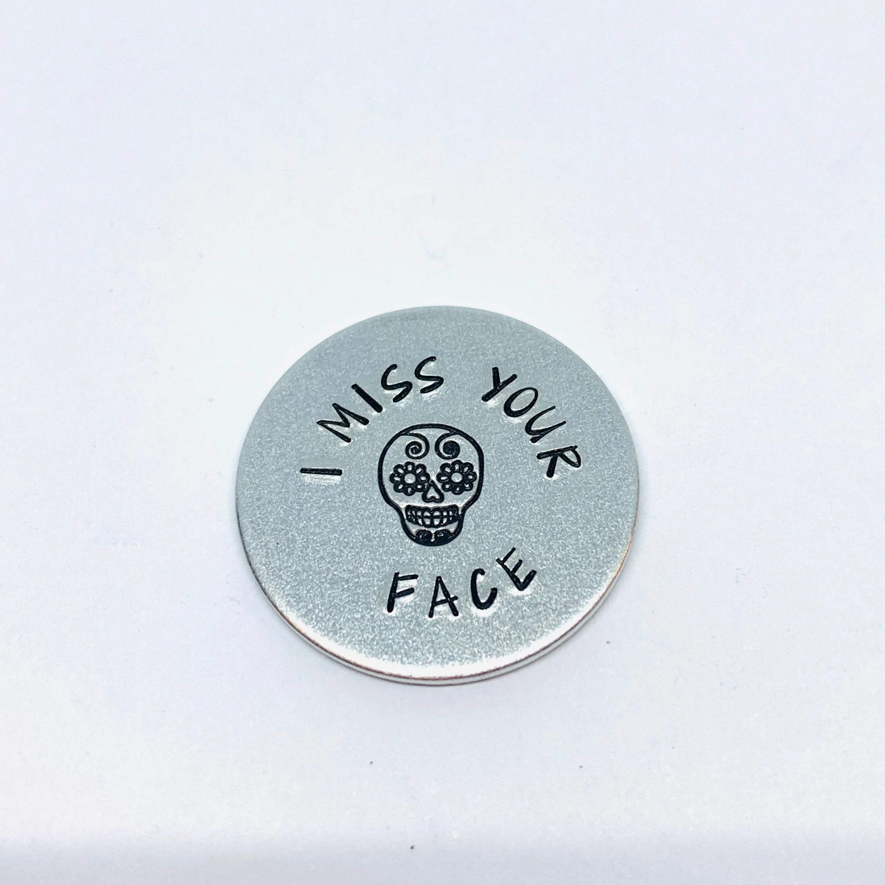 Sugar Skull Virtual Hug - Hand Stamped Pocket Love Token