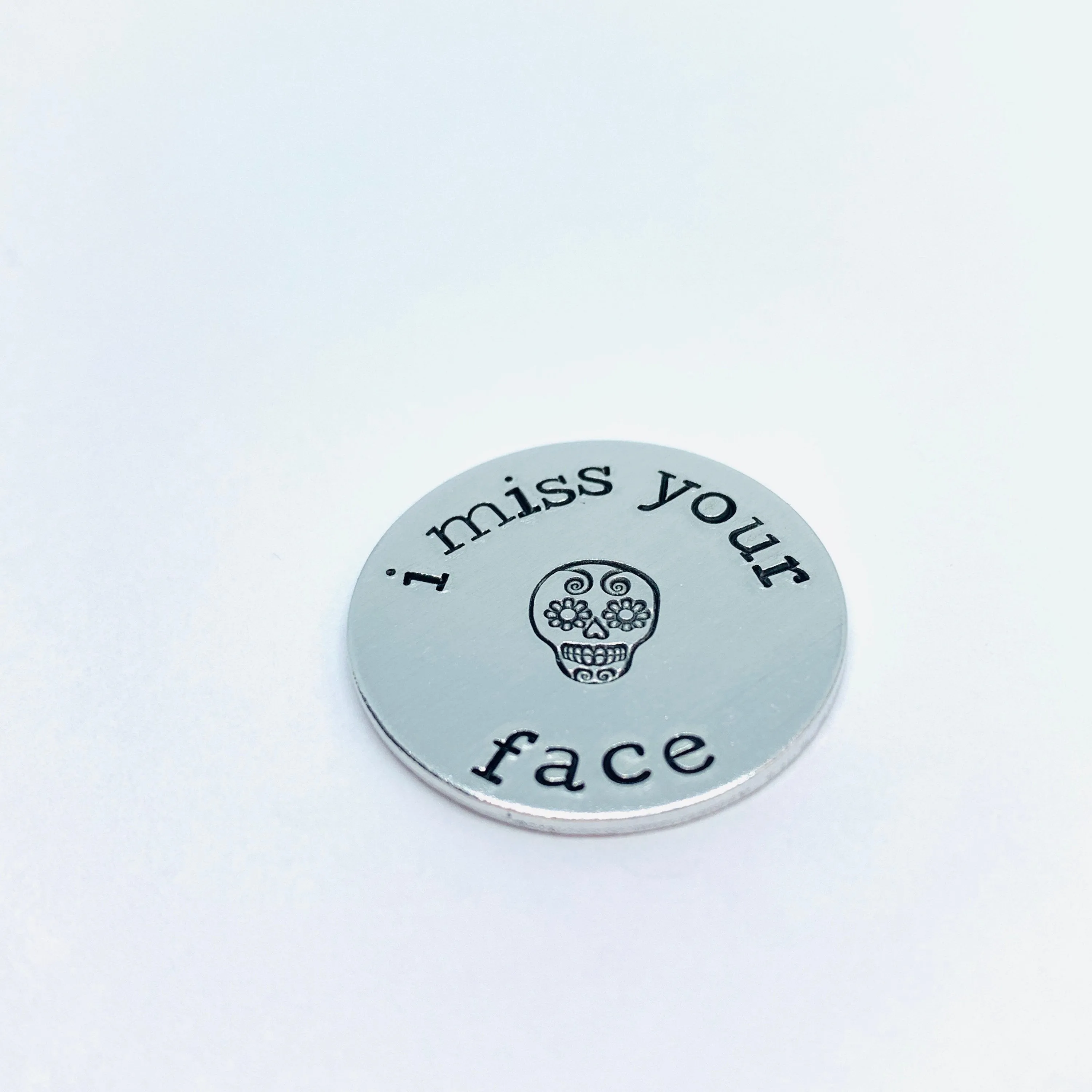 Sugar Skull Virtual Hug - Hand Stamped Pocket Love Token