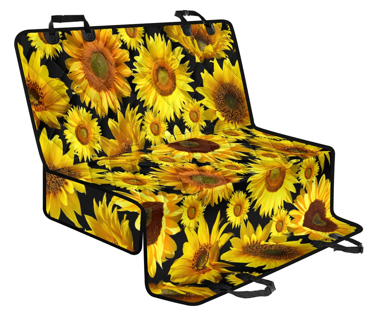Sunflowers on Black Car Pet Seat Cover