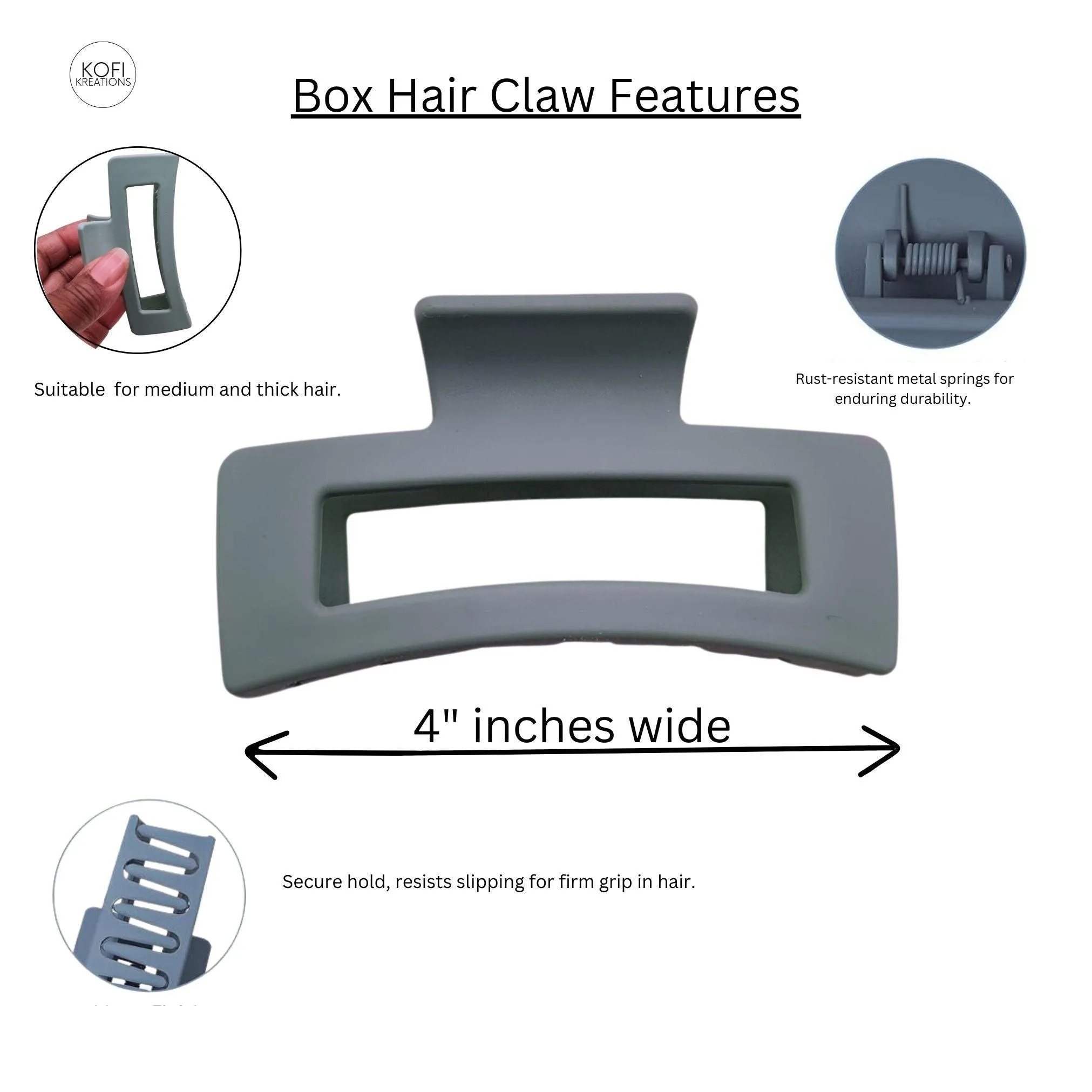 Tan Box Hair Claw Clip