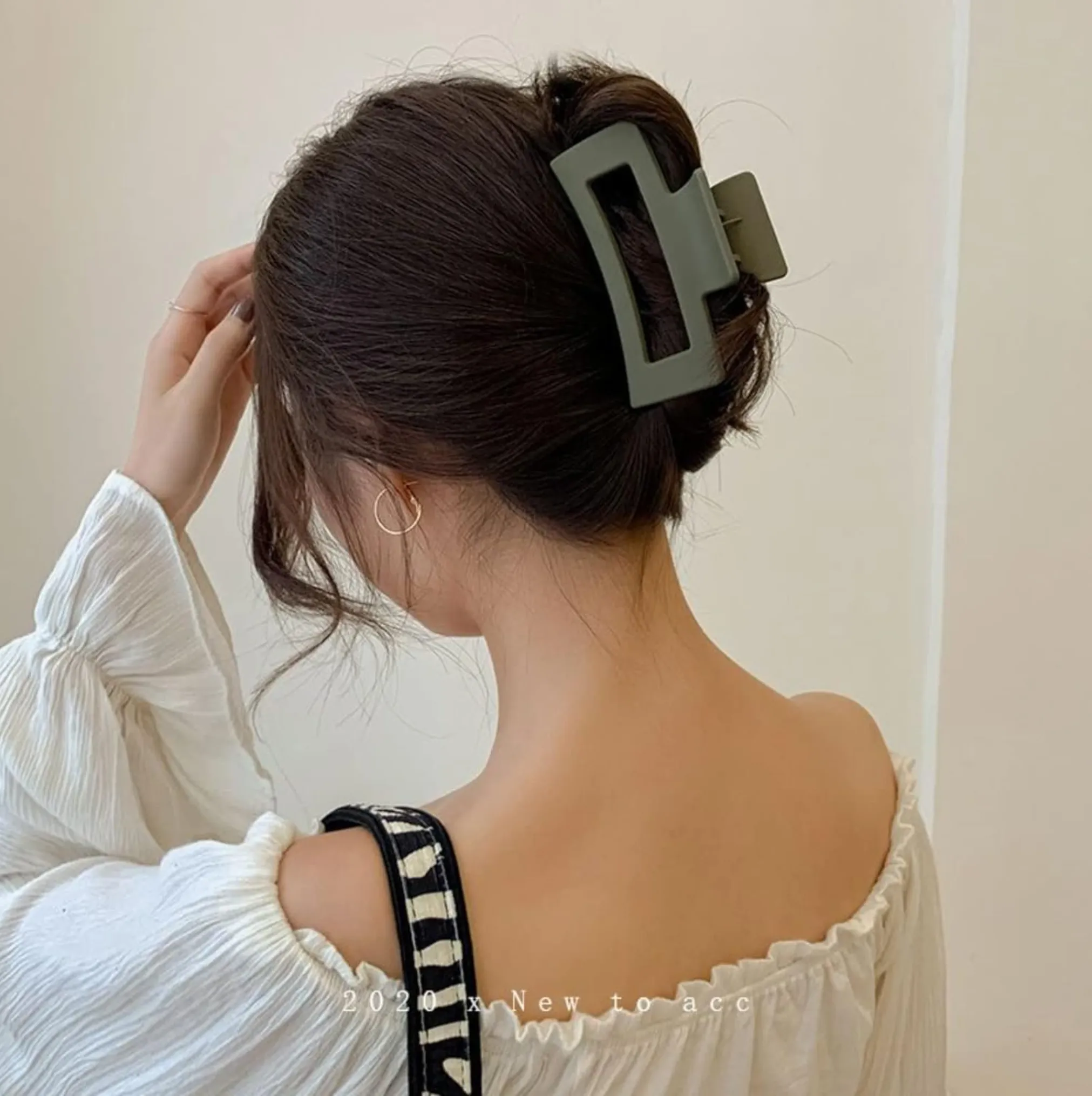 Tan Box Hair Claw Clip