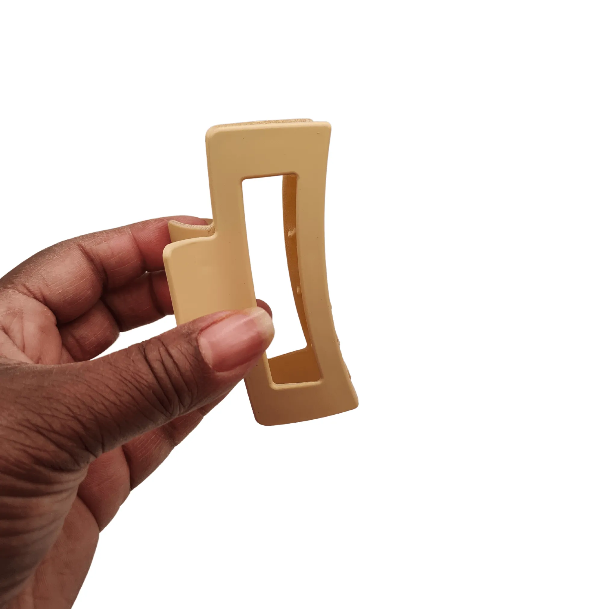 Tan Box Hair Claw Clip