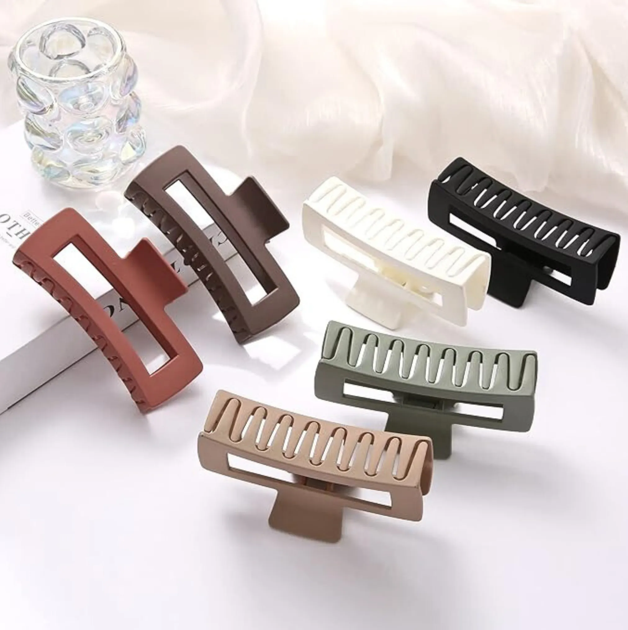 Tan Box Hair Claw Clip