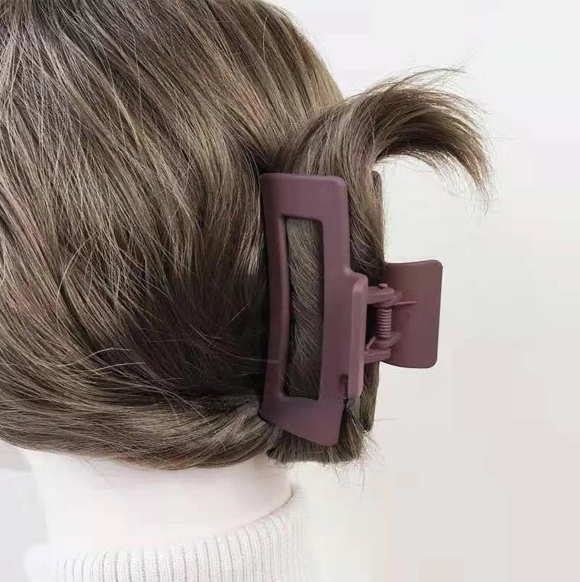 Tan Box Hair Claw Clip