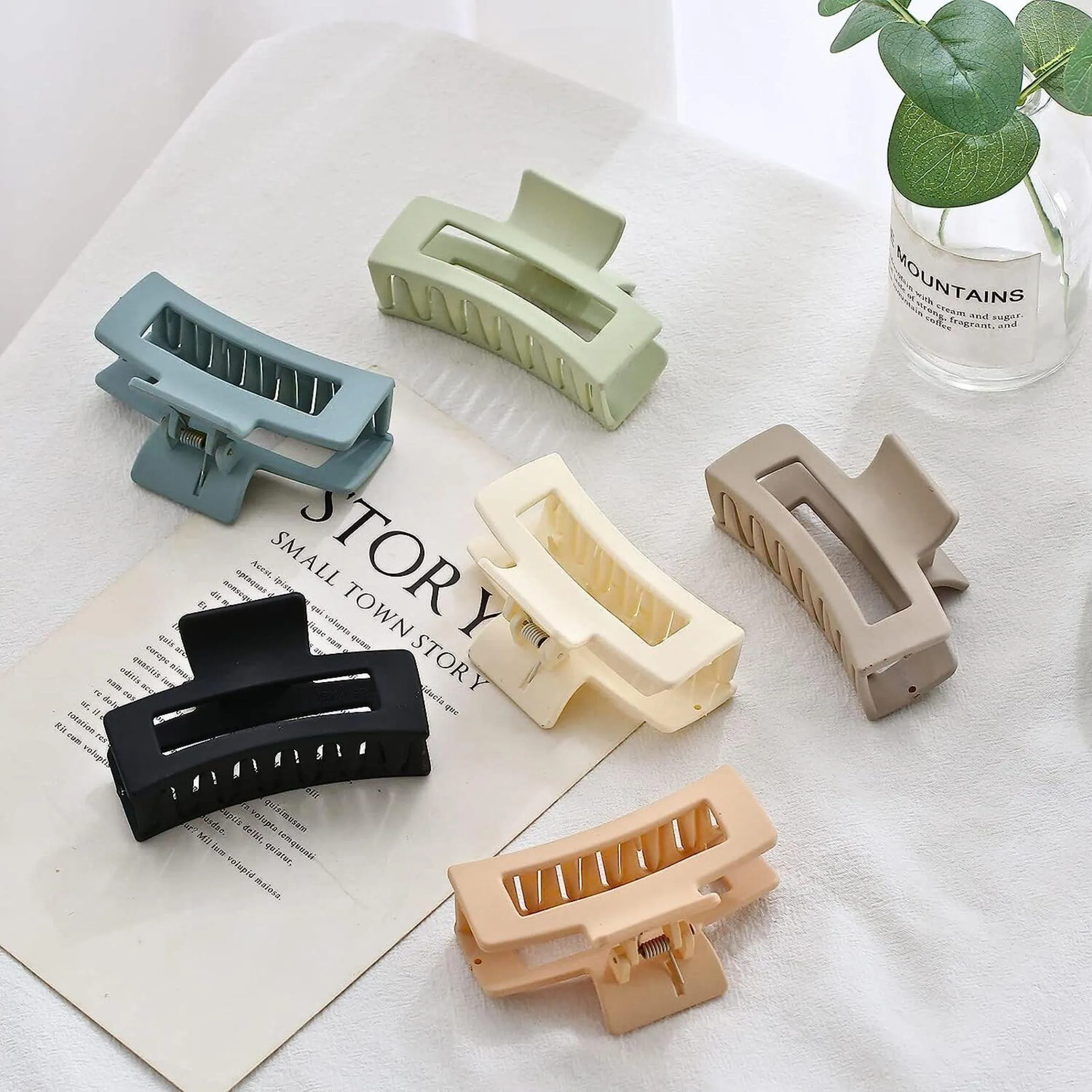 Tan Box Hair Claw Clip