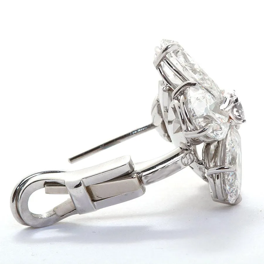 Ten Carat Pear Shape Diamond Flower Earrings