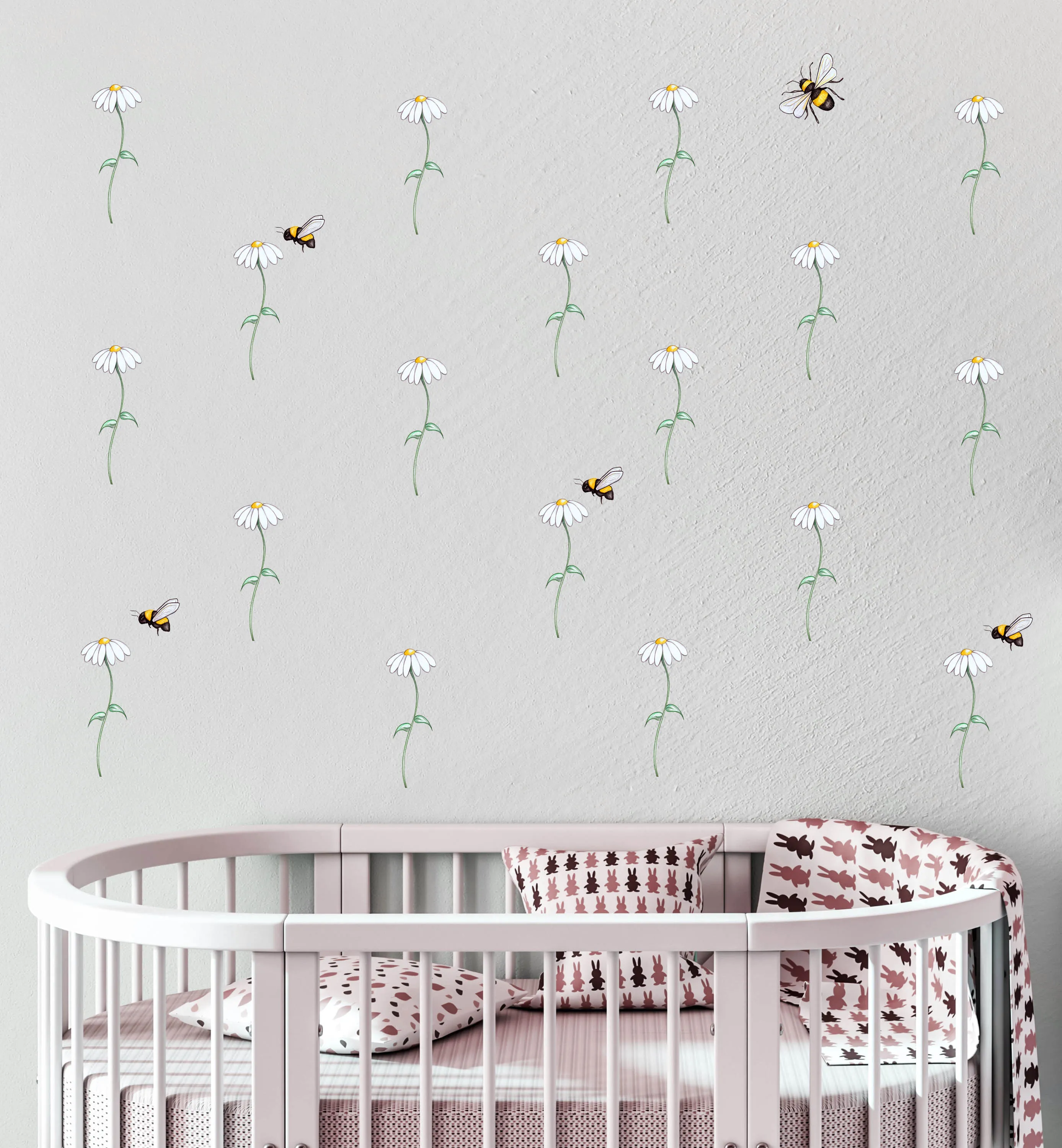 The Flowers & The Bees Australian Design Hand Painted Peel & Stick, Removable Wall Decal. Nursery, Kids Playroom, Kids Teens Bedroom