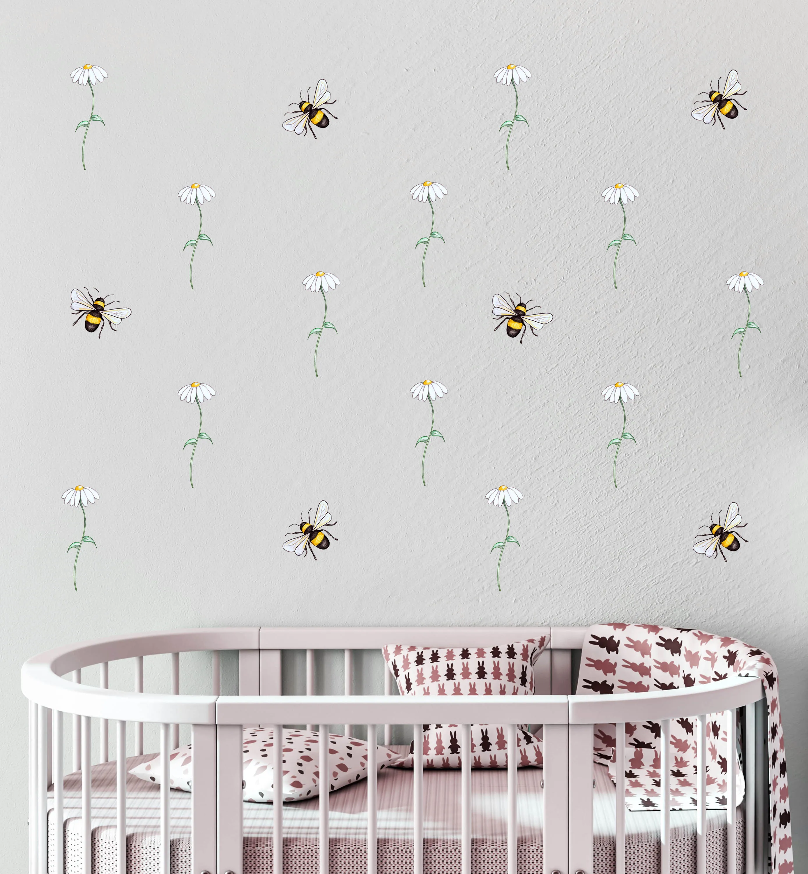 The Flowers & The Bees Australian Design Hand Painted Peel & Stick, Removable Wall Decal. Nursery, Kids Playroom, Kids Teens Bedroom