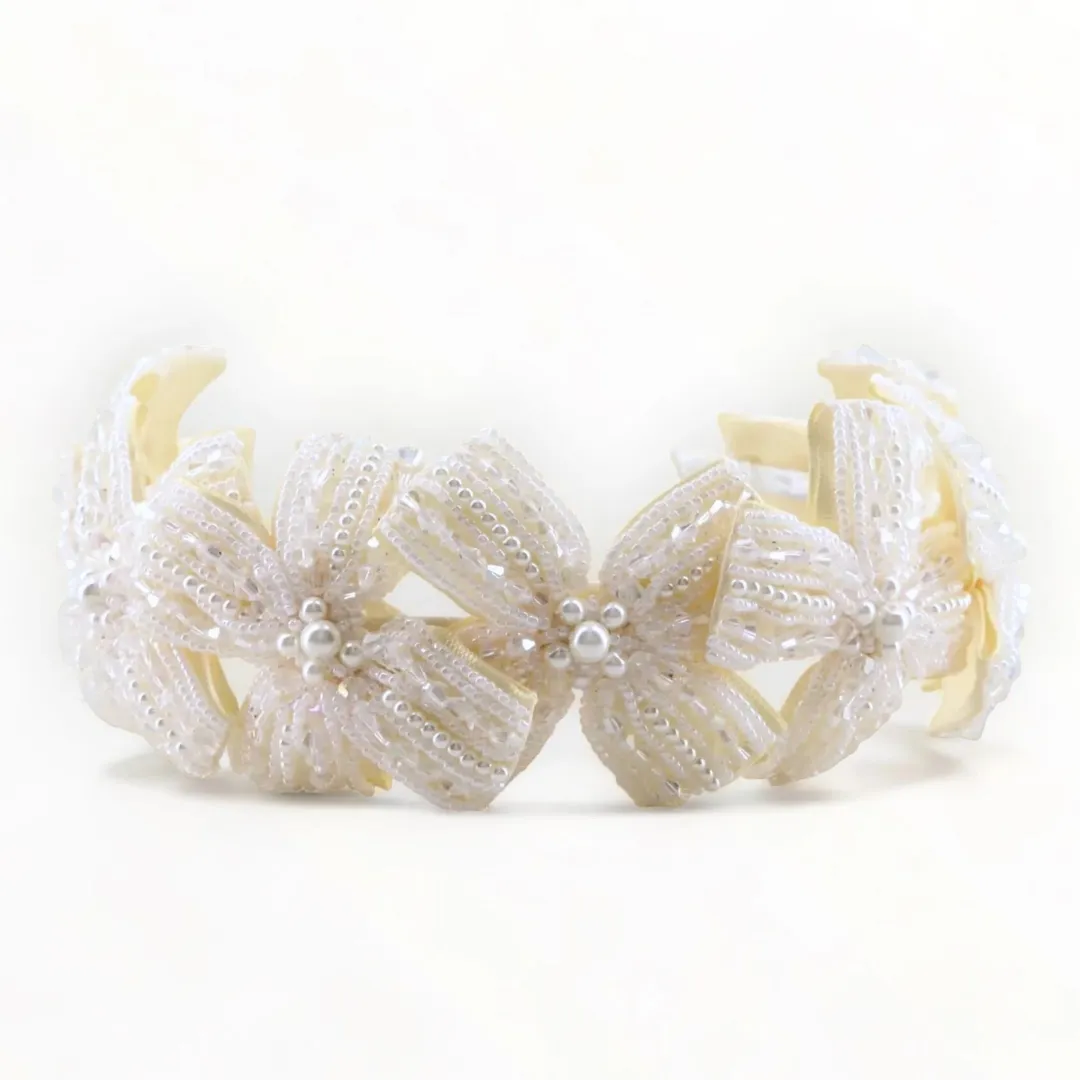 The Sariel Statement Cream Bow Headband