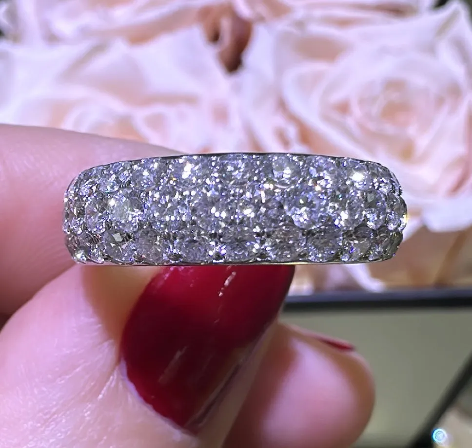 Three Row Pave Diamond Ring 1.59ct tw