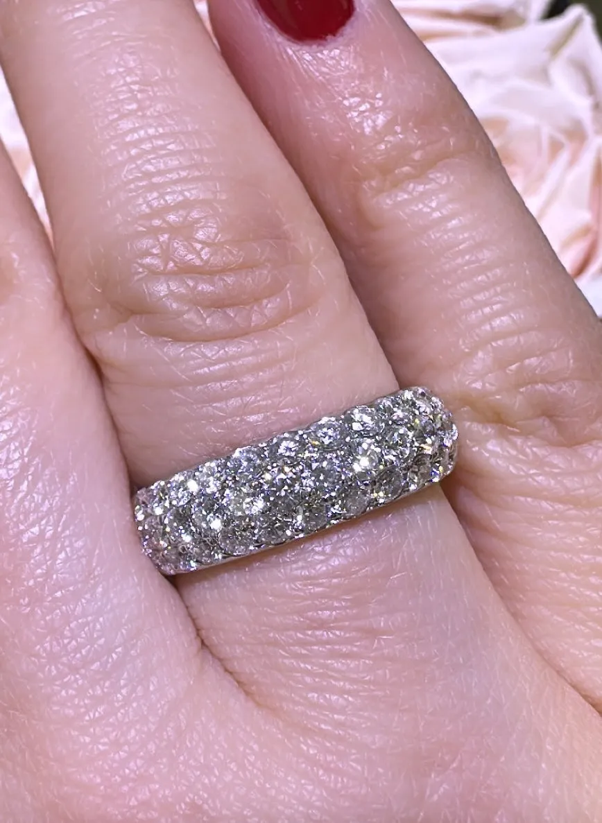 Three Row Pave Diamond Ring 1.59ct tw