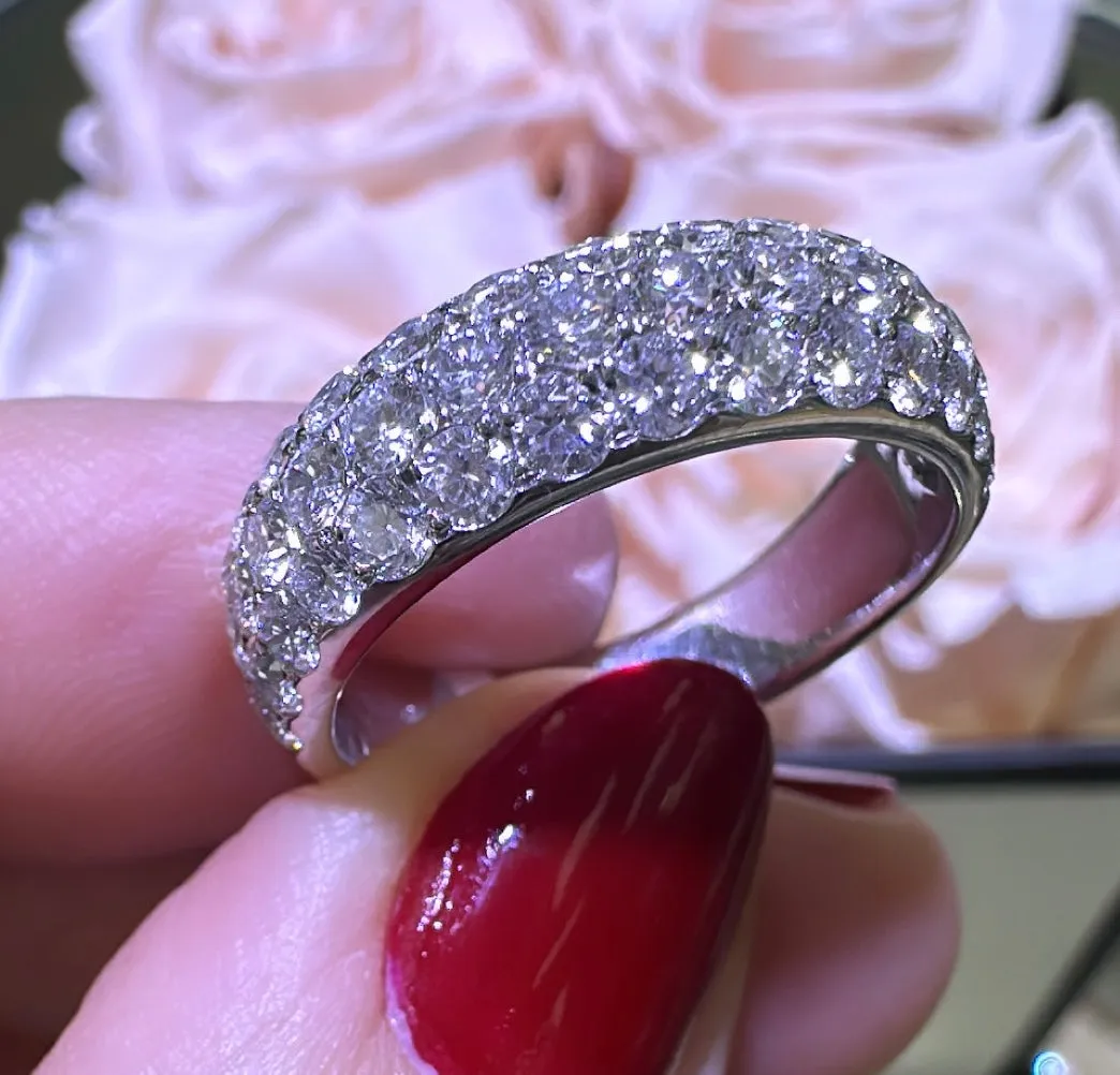 Three Row Pave Diamond Ring 1.59ct tw