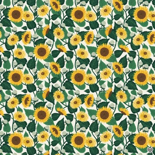 Tissu coton - CURIO Sun Flowers - White- RIFLE PAPER AND CO (vendu x10cm)