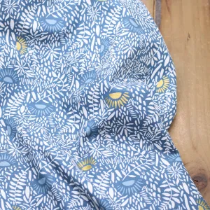 Tissu coton - MARKED BY NATURE - Bleu /Or gold (vendu x10cm)