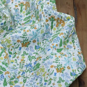 Tissu popeline de coton FLOWERS - GREEN (Vendu x10cm)
