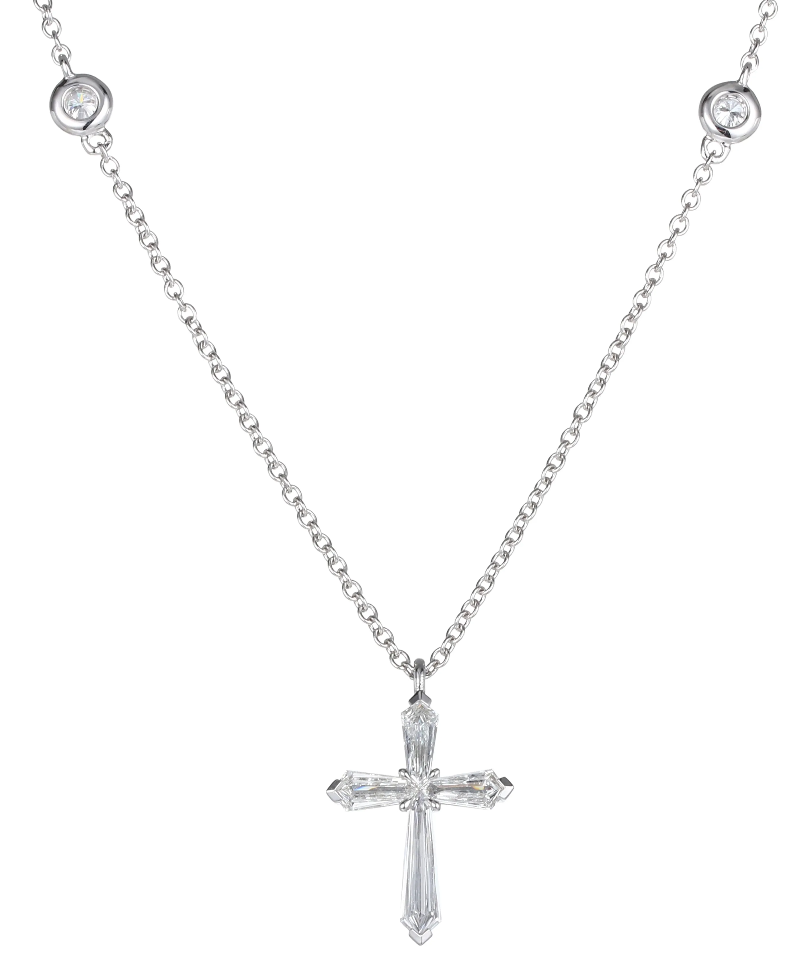Trapezoid Diamond Cross 0.41ct tw Pendant Necklace