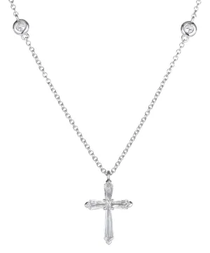 Trapezoid Diamond Cross 0.41ct tw Pendant Necklace