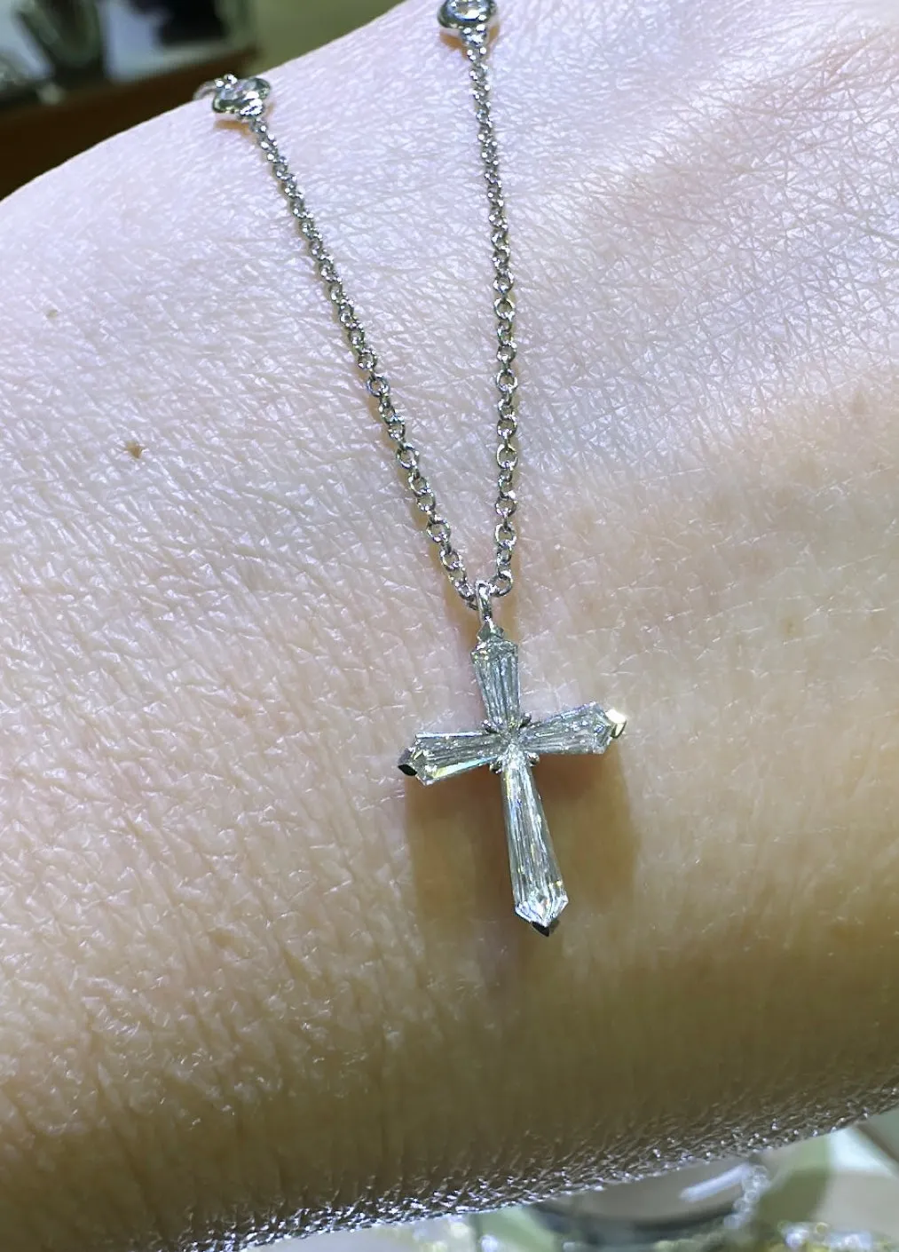 Trapezoid Diamond Cross 0.41ct tw Pendant Necklace