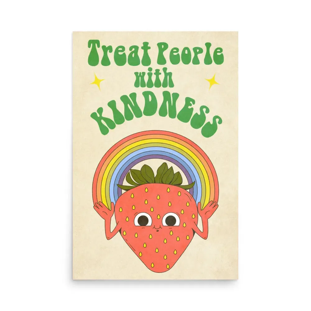 Treat People with Kindness – Vintage Strawberry Poster