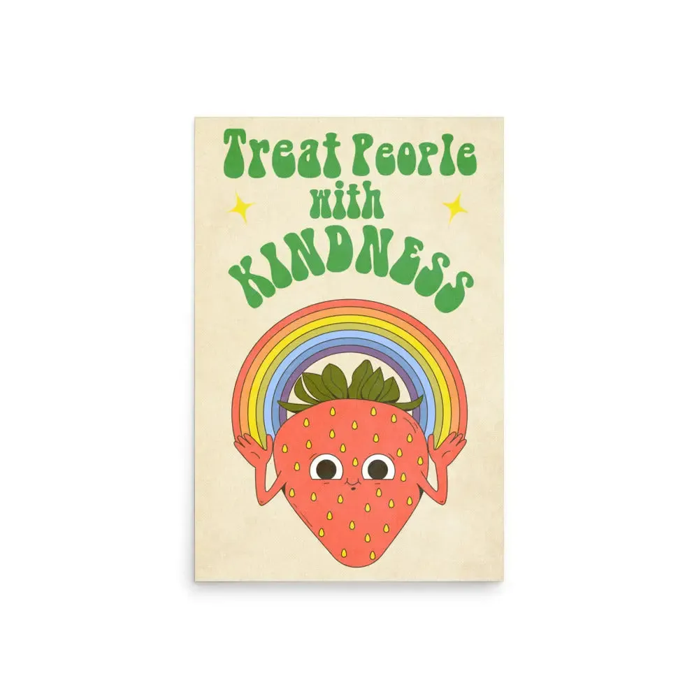 Treat People with Kindness – Vintage Strawberry Poster
