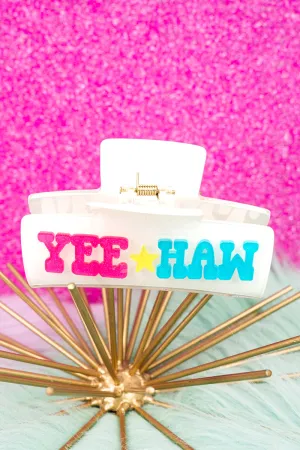 Tri-Color 'Yee*Haw' White Glitter Hair Claw