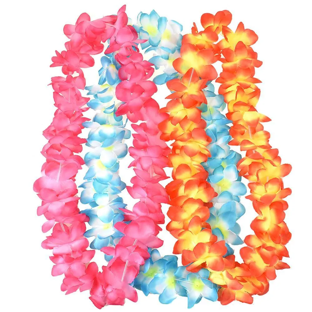 Tropical Summer Flowers Fabric Lei, 22-Inch,  3-Piece