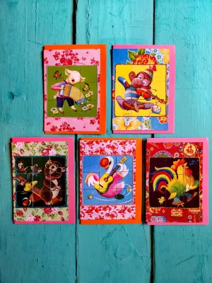 Vintage musical animal card set