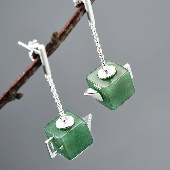 Vintage Square Teapot Dangle Earrings