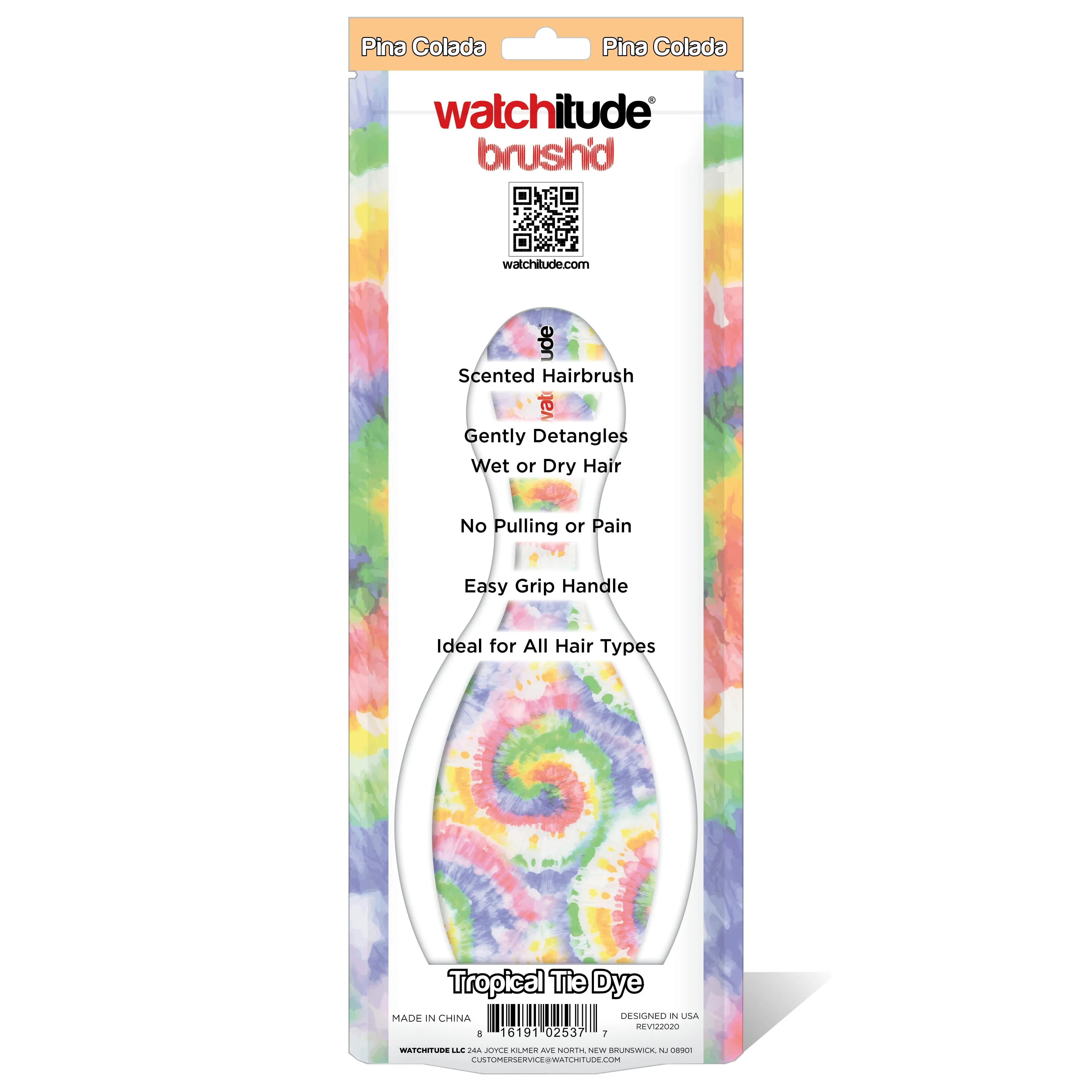 Watchitude Scented Hair Brush - Tropical Tie Dye