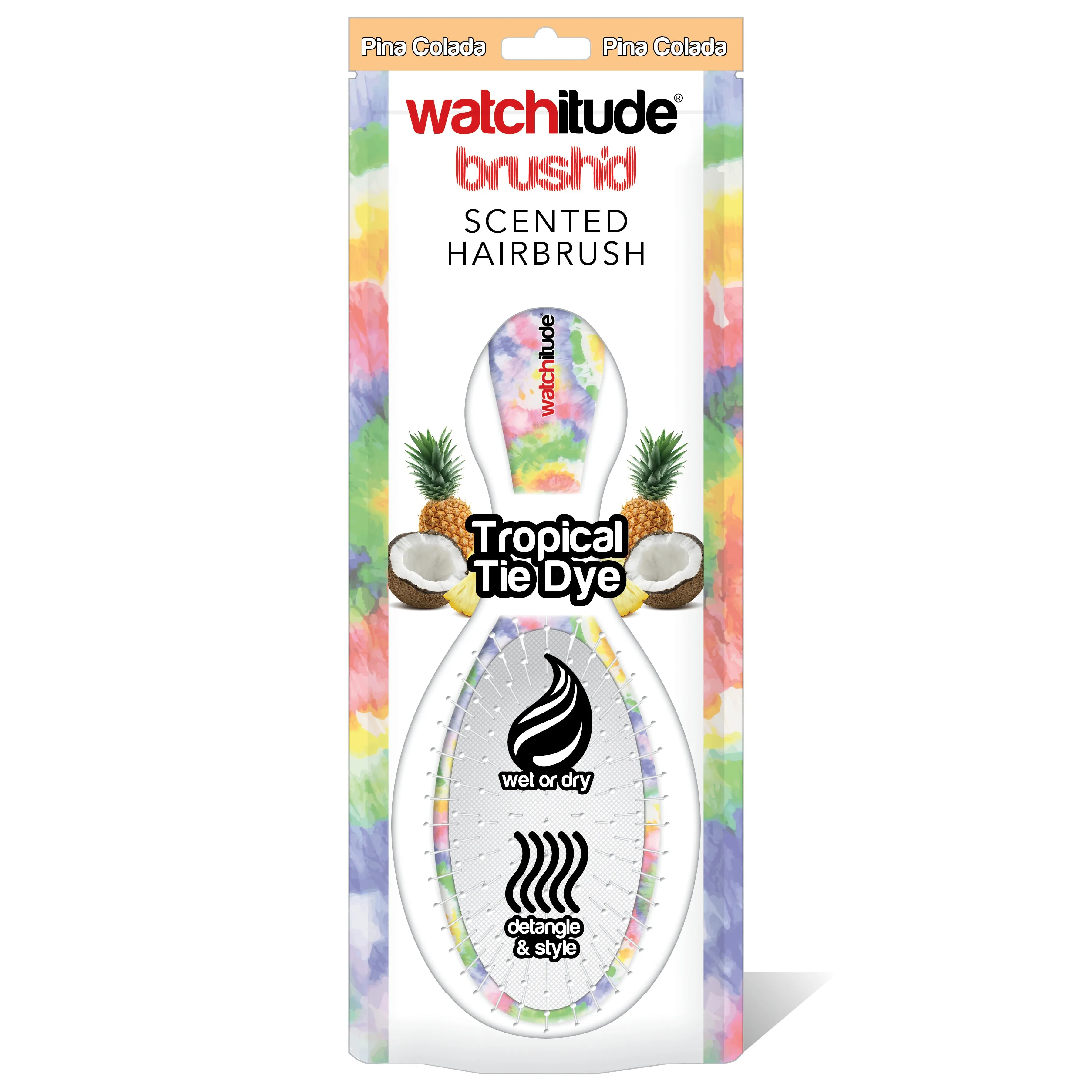 Watchitude Scented Hair Brush - Tropical Tie Dye