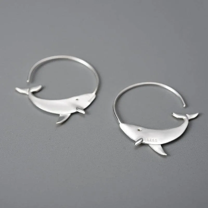 Whale Round Hoop Earrings