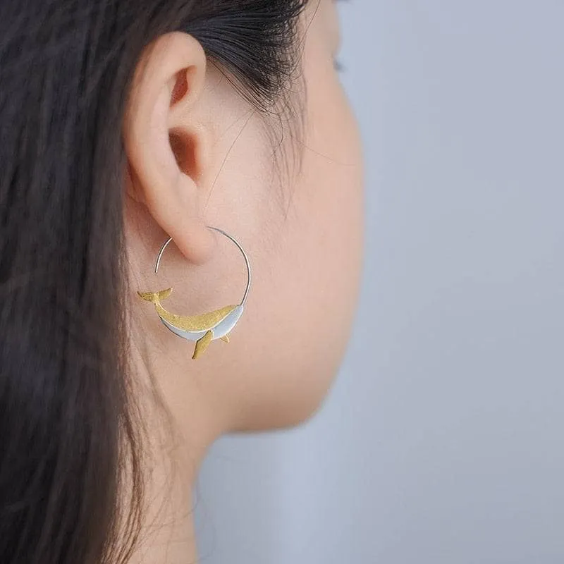 Whale Round Hoop Earrings