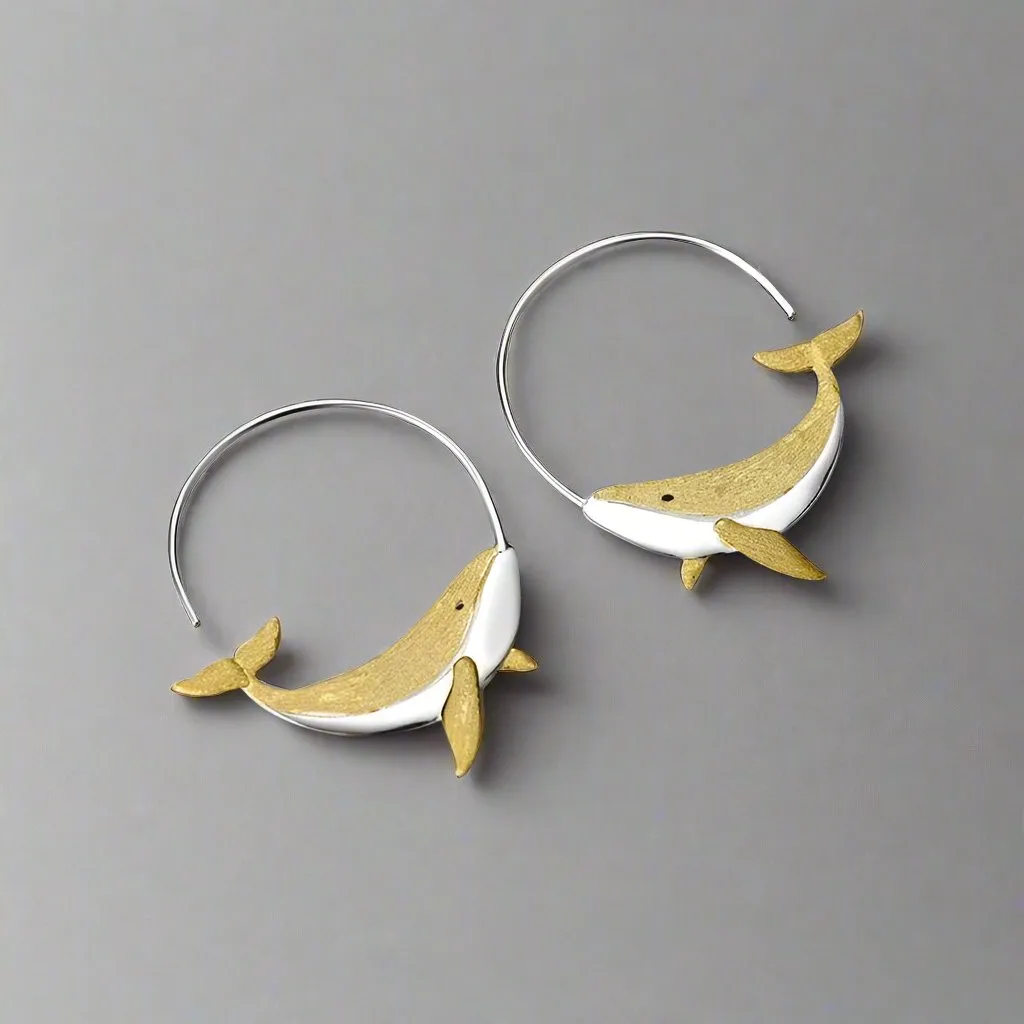 Whale Round Hoop Earrings