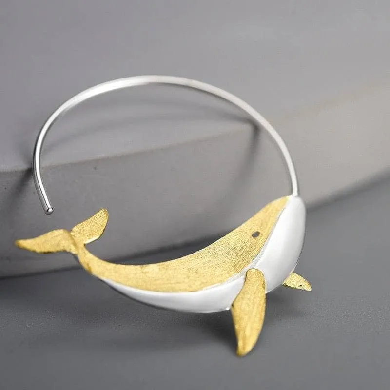 Whale Round Hoop Earrings