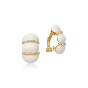 White Enamel Shrimp Clip-On Earrings