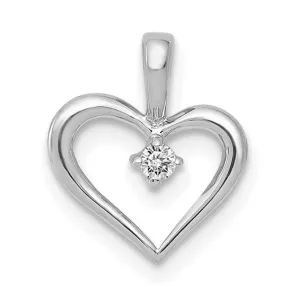White Gold Polished Diamond Heart Pendant