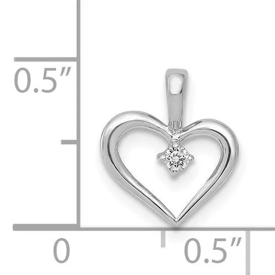 White Gold Polished Diamond Heart Pendant