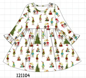 White Grinch Print Dress
