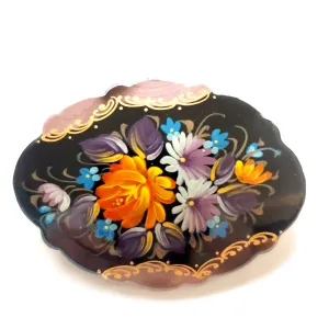 Wild Flowers Bright Hand Painted Brooch