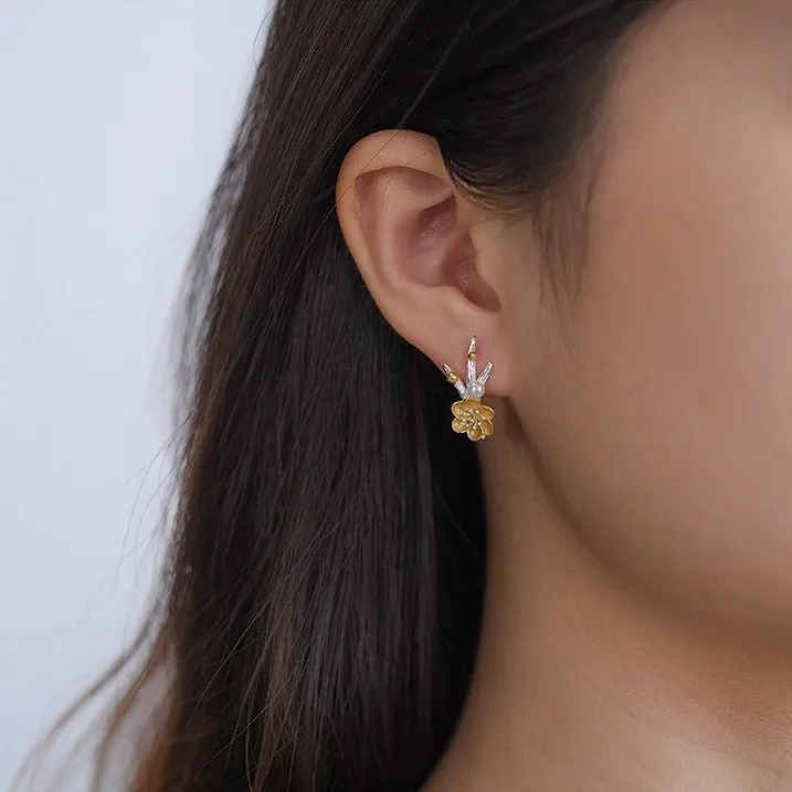 Winter Blossom and Snow Flower Stud Earrings