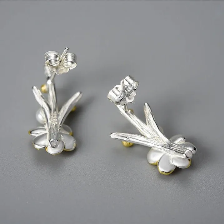 Winter Blossom and Snow Flower Stud Earrings