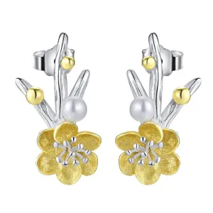 Winter Blossom and Snow Flower Stud Earrings