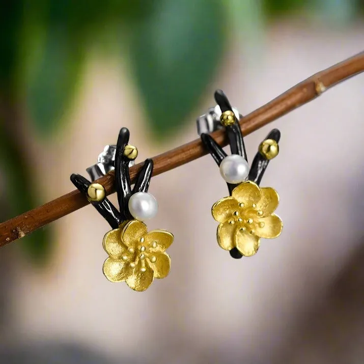 Winter Blossom and Snow Flower Stud Earrings