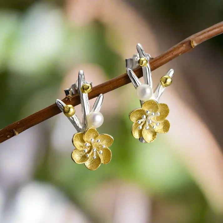 Winter Blossom and Snow Flower Stud Earrings