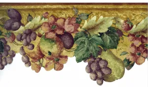 Yellow Background Tropical Fruits KF76647 Wallpaper Border