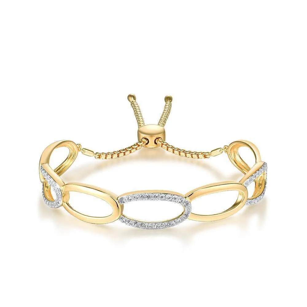 Yellow Gold Adjustable Bolo Bracelet with Diamond